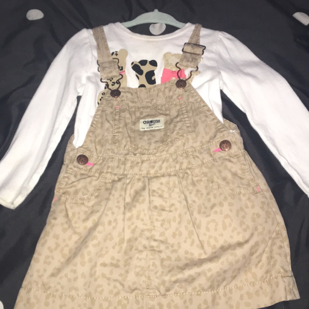 Oshkosh shirt with matching overall dress set